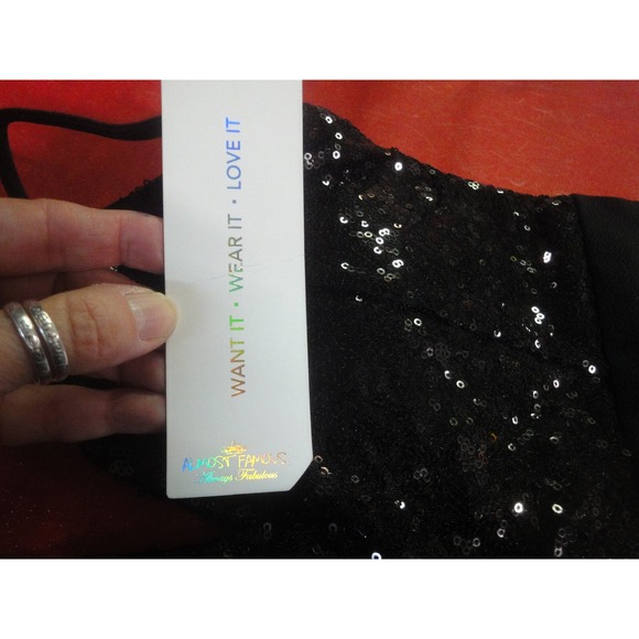 Almost famous womens L sequin tank style black dress NWT - Picture 3 of 9